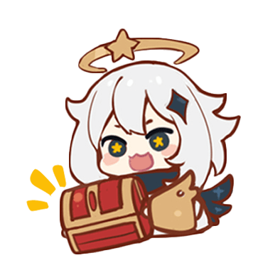 A Paimon sticker, looking at treasure